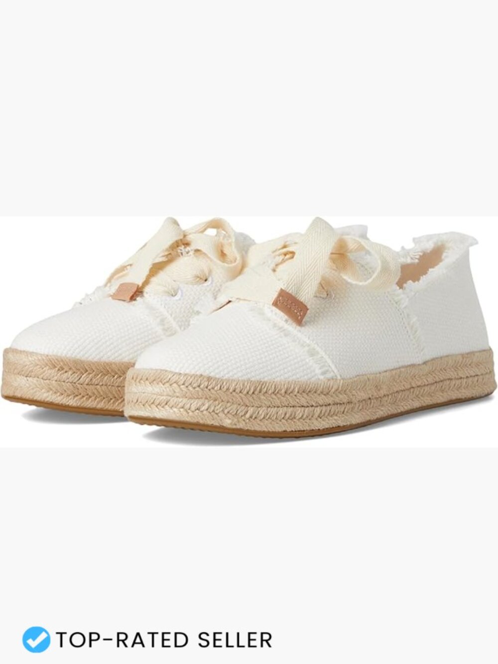 Lace-Up Espadrille Platform Cotton Frayed Detail Casual Comfort Spring Summer